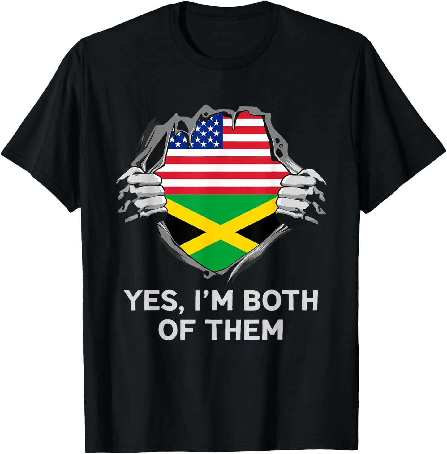 Half American Half Jamaican USA Jamaica Flag T-Shirt - T-Shirt | Black