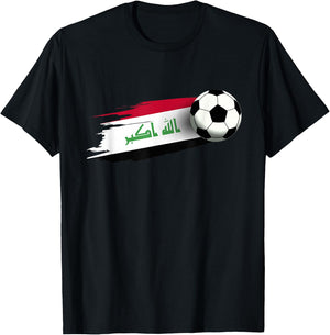 Iraq Flag Jersey Iraqi Soccer Team Iraqi T-Shirt - T-Shirt | Black