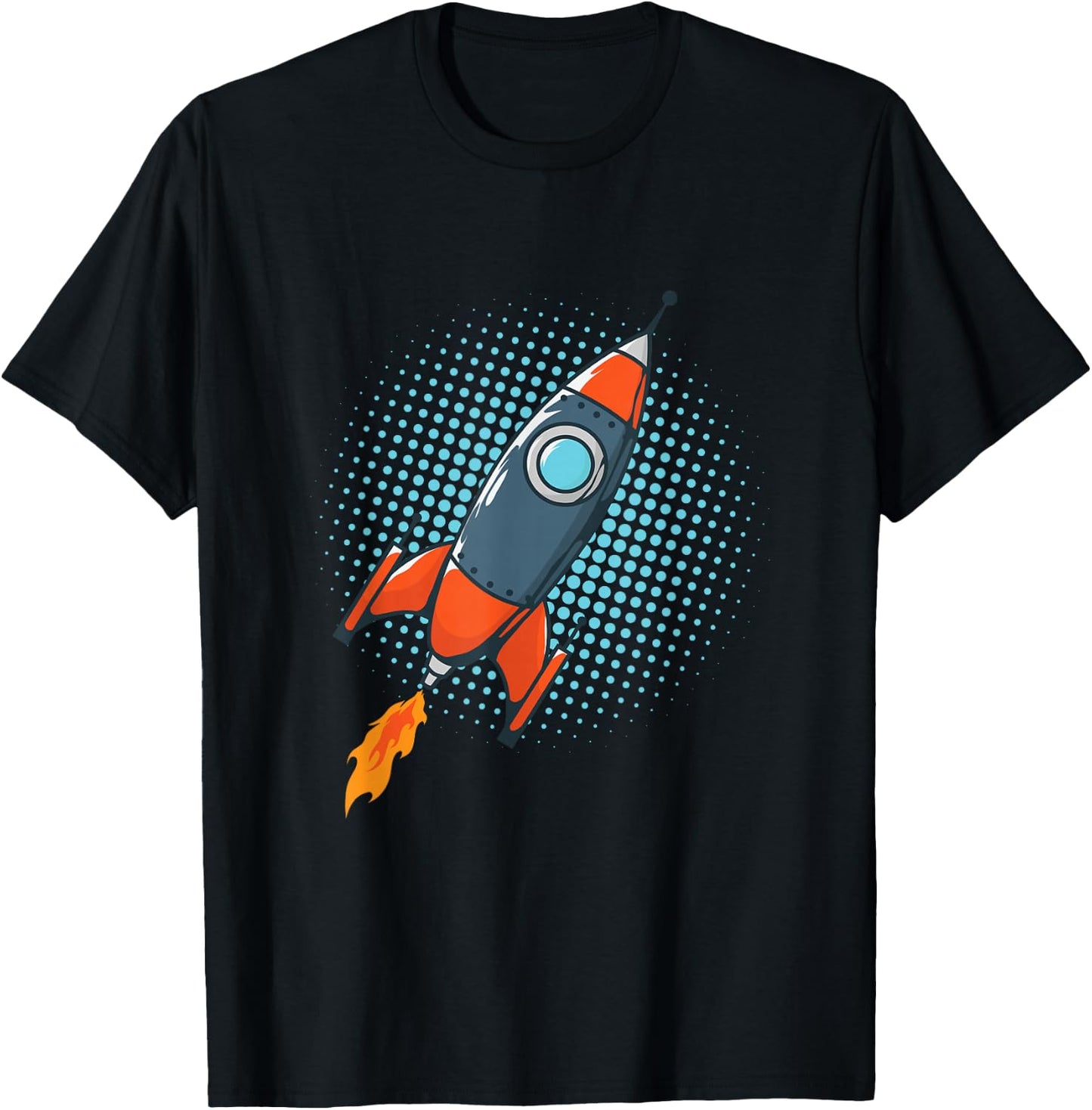 Rocket Comic Space Ship Moon Missile T-Shirt - T-Shirt | Black