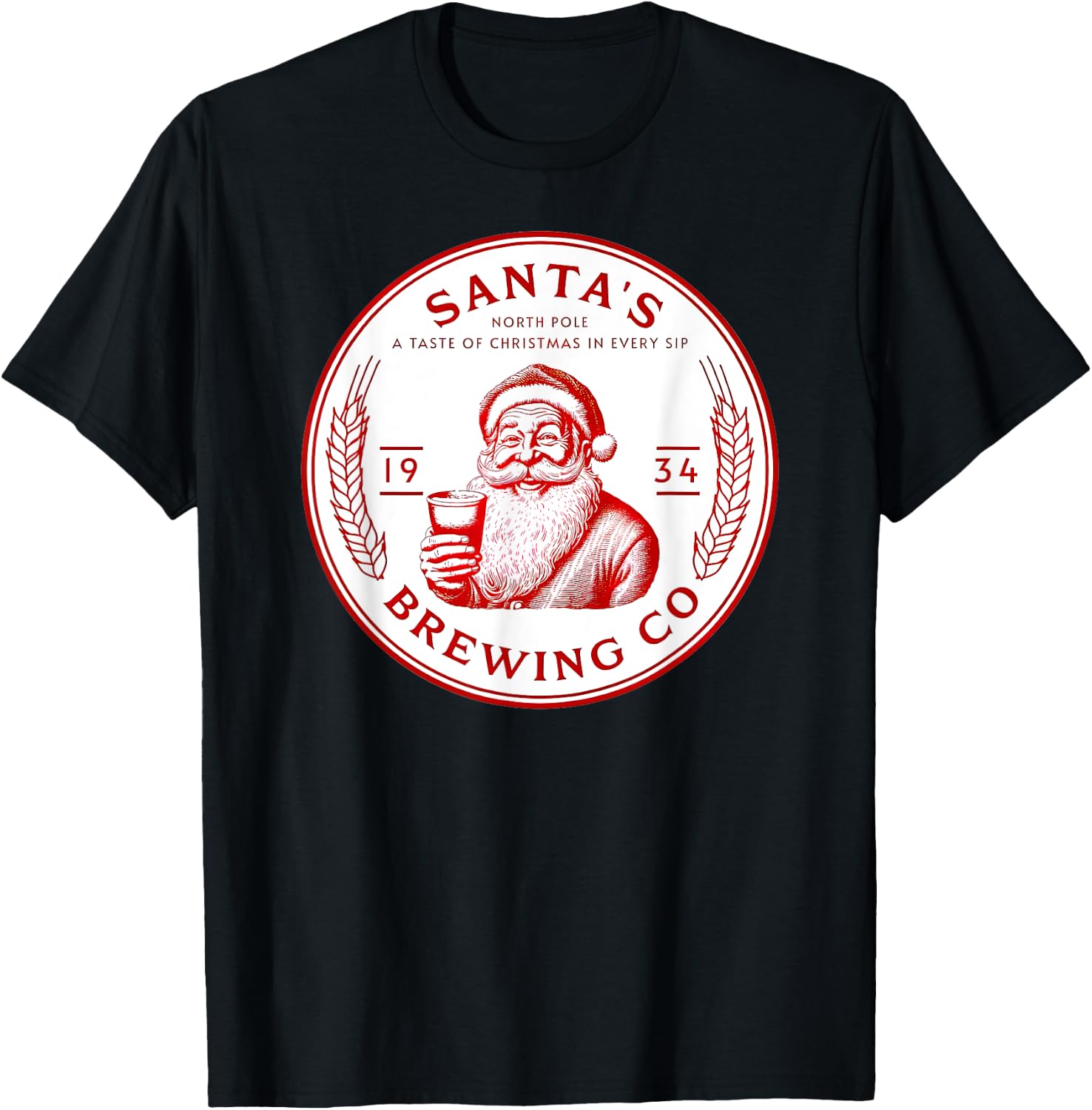 Santa's Brewing Company Pale Ale Fun Christmas Beer Drinking T-Shirt - T-Shirt | Black