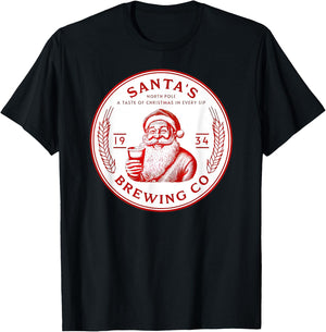 Santa's Brewing Company Pale Ale Fun Christmas Beer Drinking T-Shirt - T-Shirt | Black