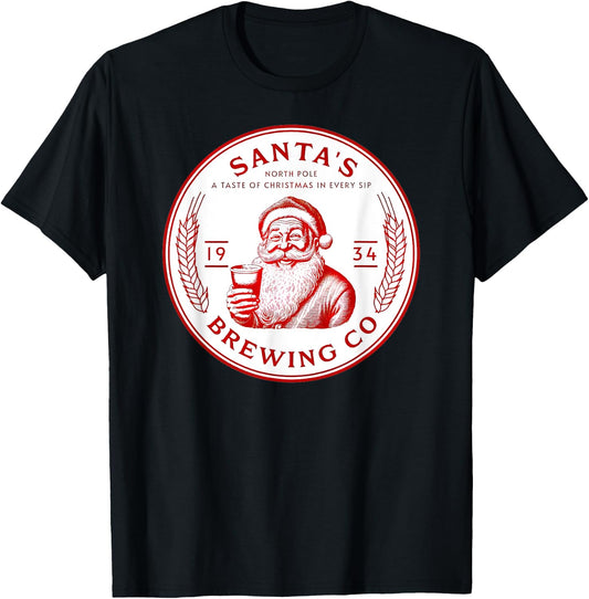 Santa's Brewing Company Pale Ale Fun Christmas Beer Drinking T-Shirt - T-Shirt | Black