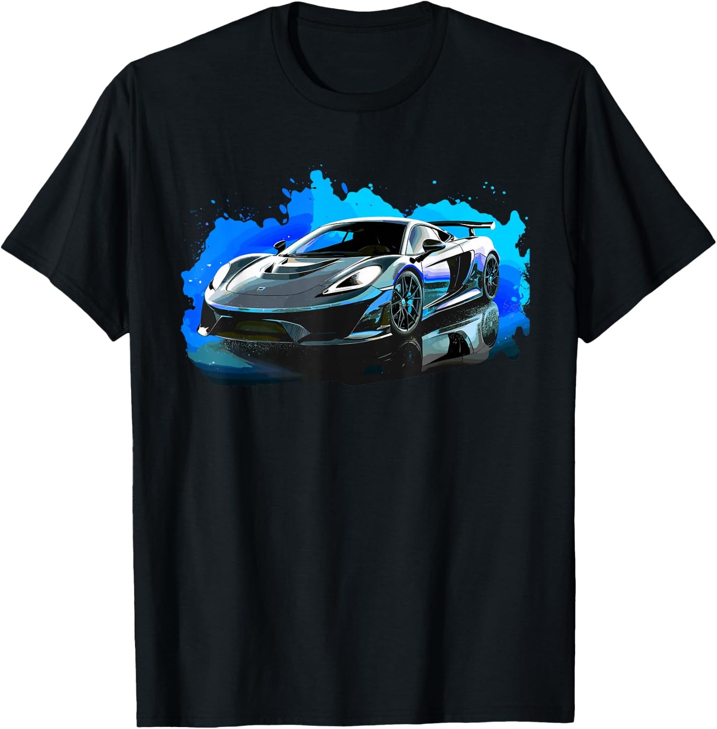 Supercar Exotic Sports Car Concept Poster Style Boys Graphic T-Shirt - T-Shirt | Black