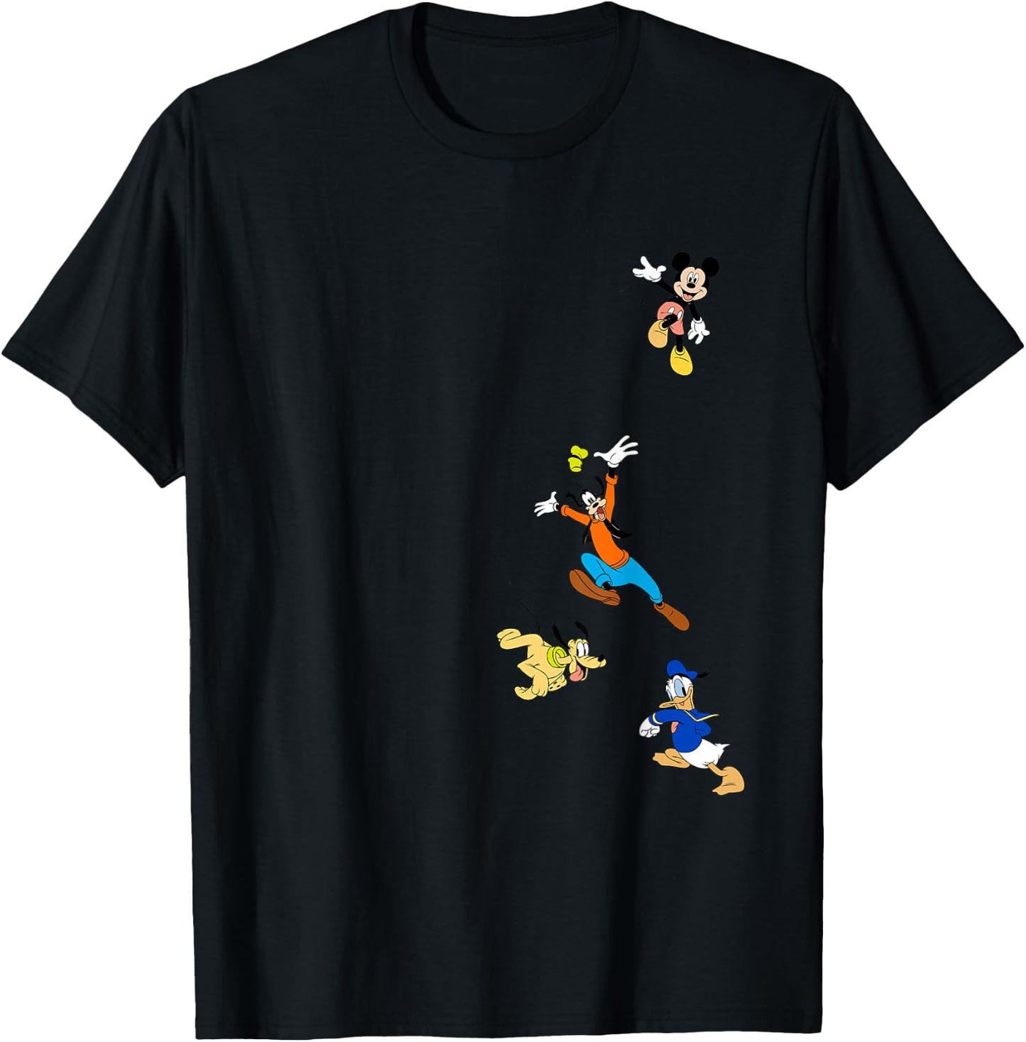 Disney Mickey and Friends Goofy Donald Falling Cartoon Icons T-Shirt - T-Shirt | Black