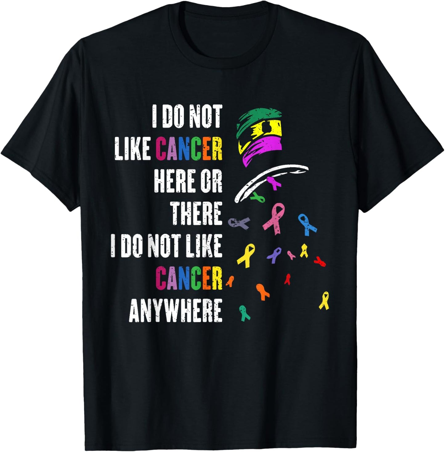 I Do Not Like Cancer There outfits -Adults Cancer Awareness Black Small Modern T-Shirt - T-Shirt | Black