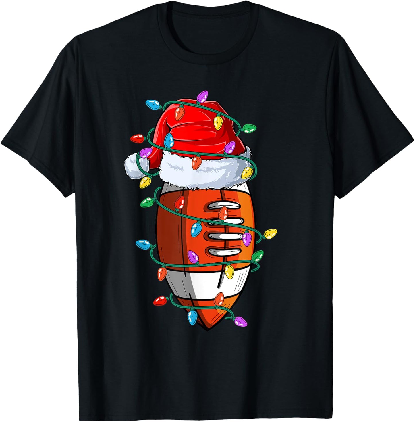 Christmas Football Xmas Santa Sports Hat Ball Kids Boys Men T-Shirt - T-Shirt | Black