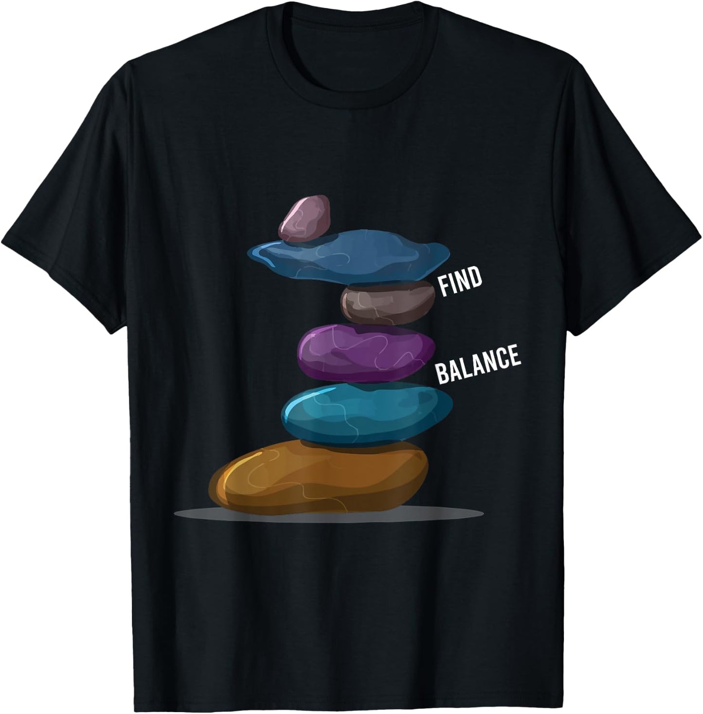 Find Balance Rock Stacks Of Rock Balancing Rock Stacking T-Shirt - T-Shirt | Black