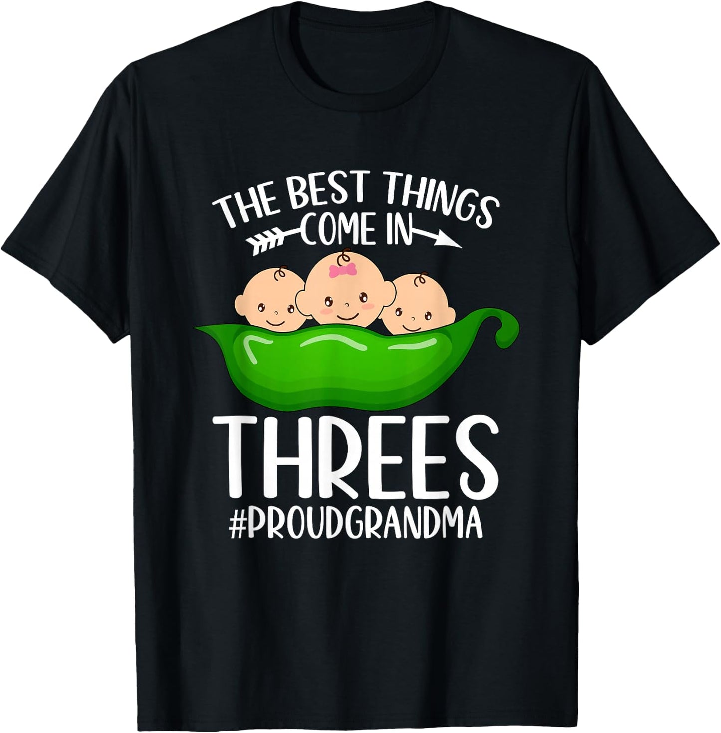 Proud Grandma of Triplets Triplet Grandma T-Shirt - T-Shirt | Black