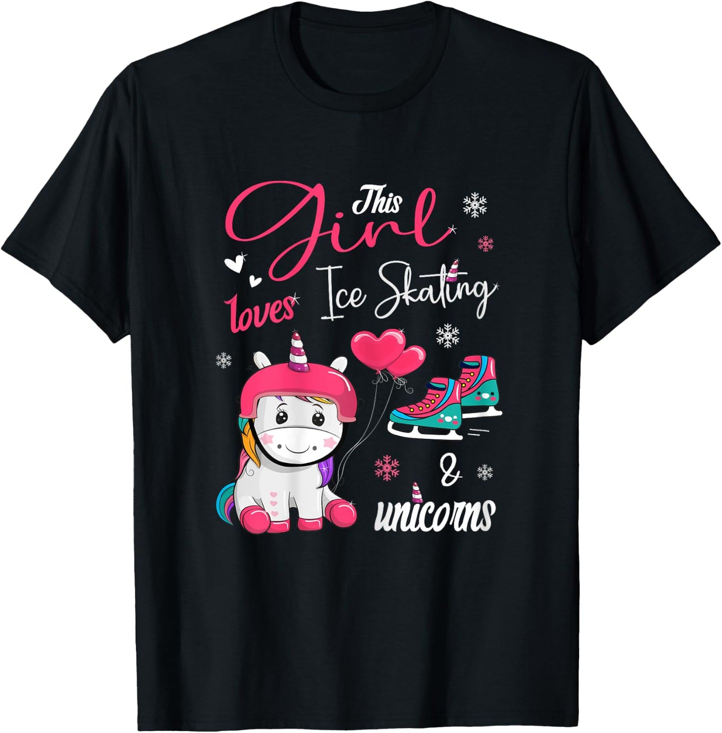 Ice Skating - This Girl Loves Ice Skating And Unicorns T-Shirt - T-Shirt | Black