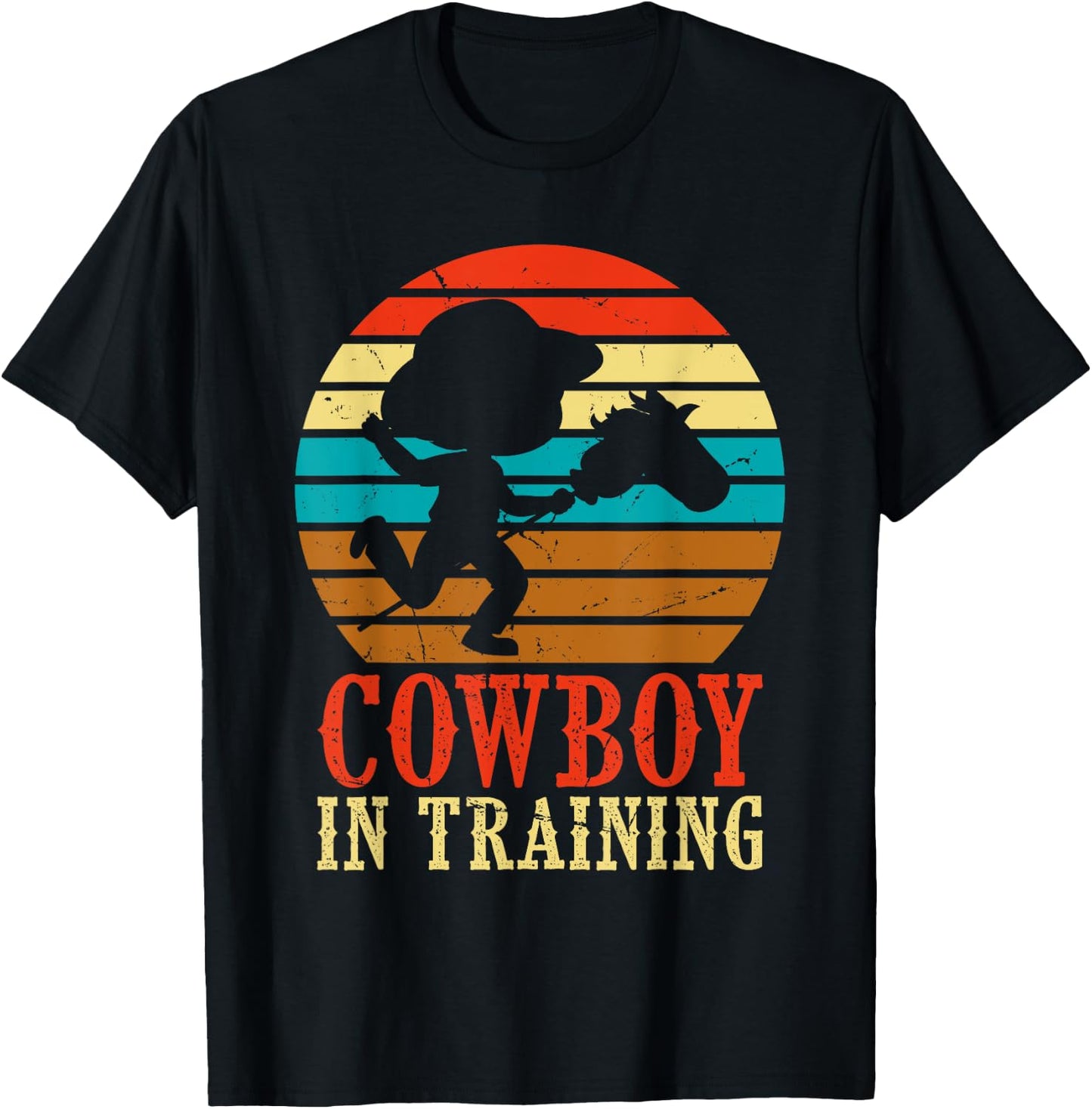 Kids Cowboy in Training Cute Future Rodeo Boy Wooden Horse T-Shirt - T-Shirt | Black