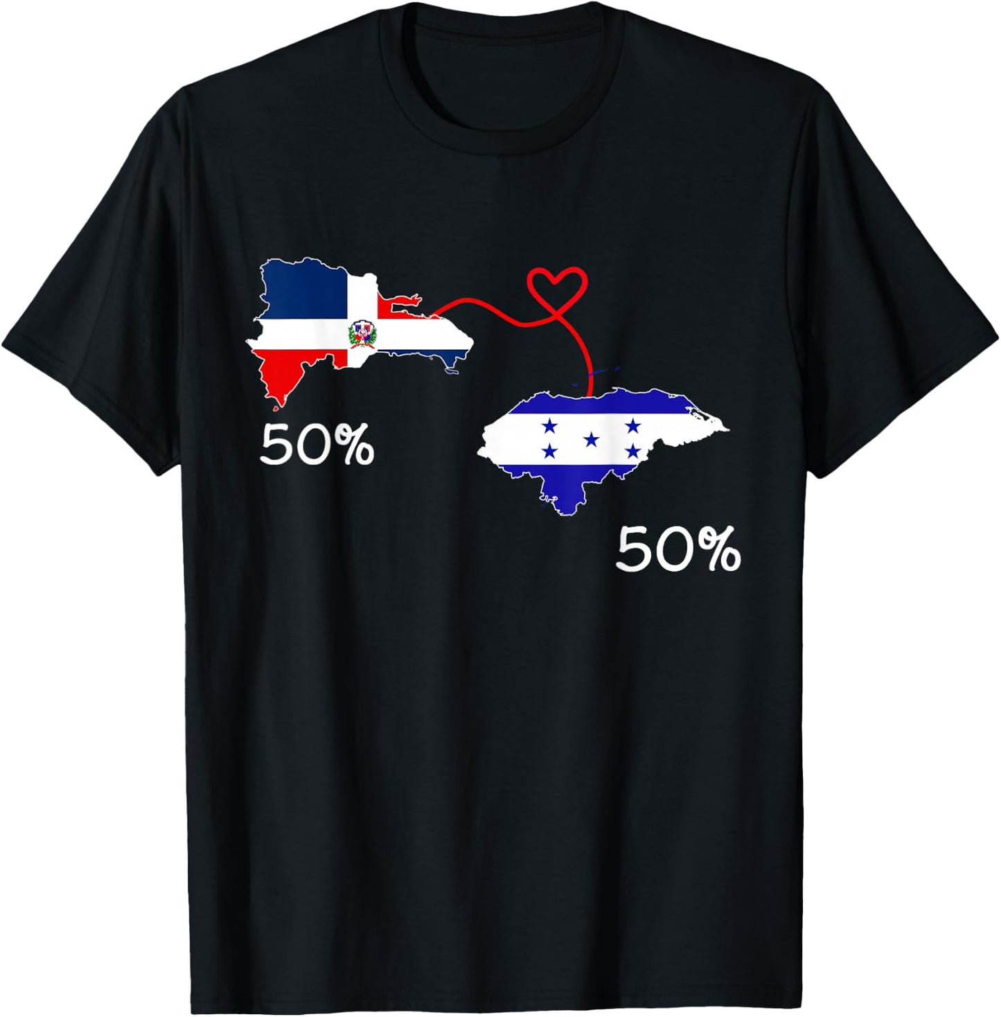 Half Dominican Half Honduran Flag Map Love Honduras RD Pride T-Shirt - T-Shirt | Black