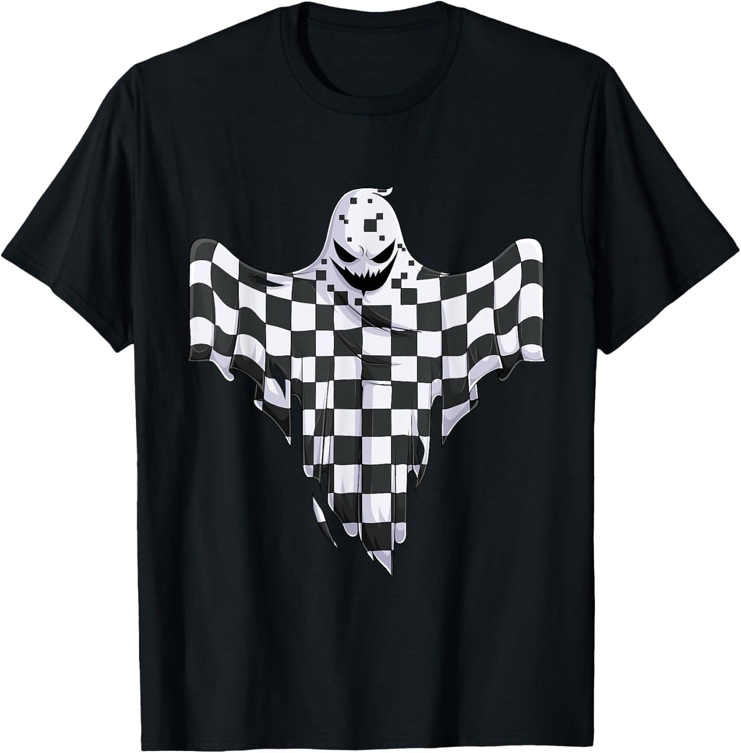 Ghost Halloween Kids Toddler Youth Race car Pit Crew T-Shirt - T-Shirt | Black
