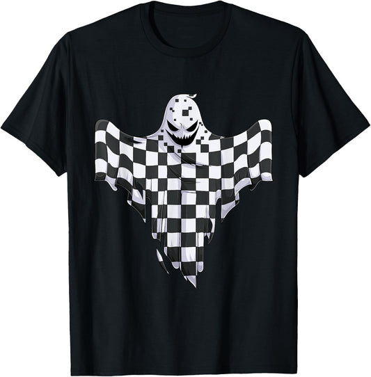 Ghost Halloween Kids Toddler Youth Race car Pit Crew T-Shirt - T-Shirt | Black