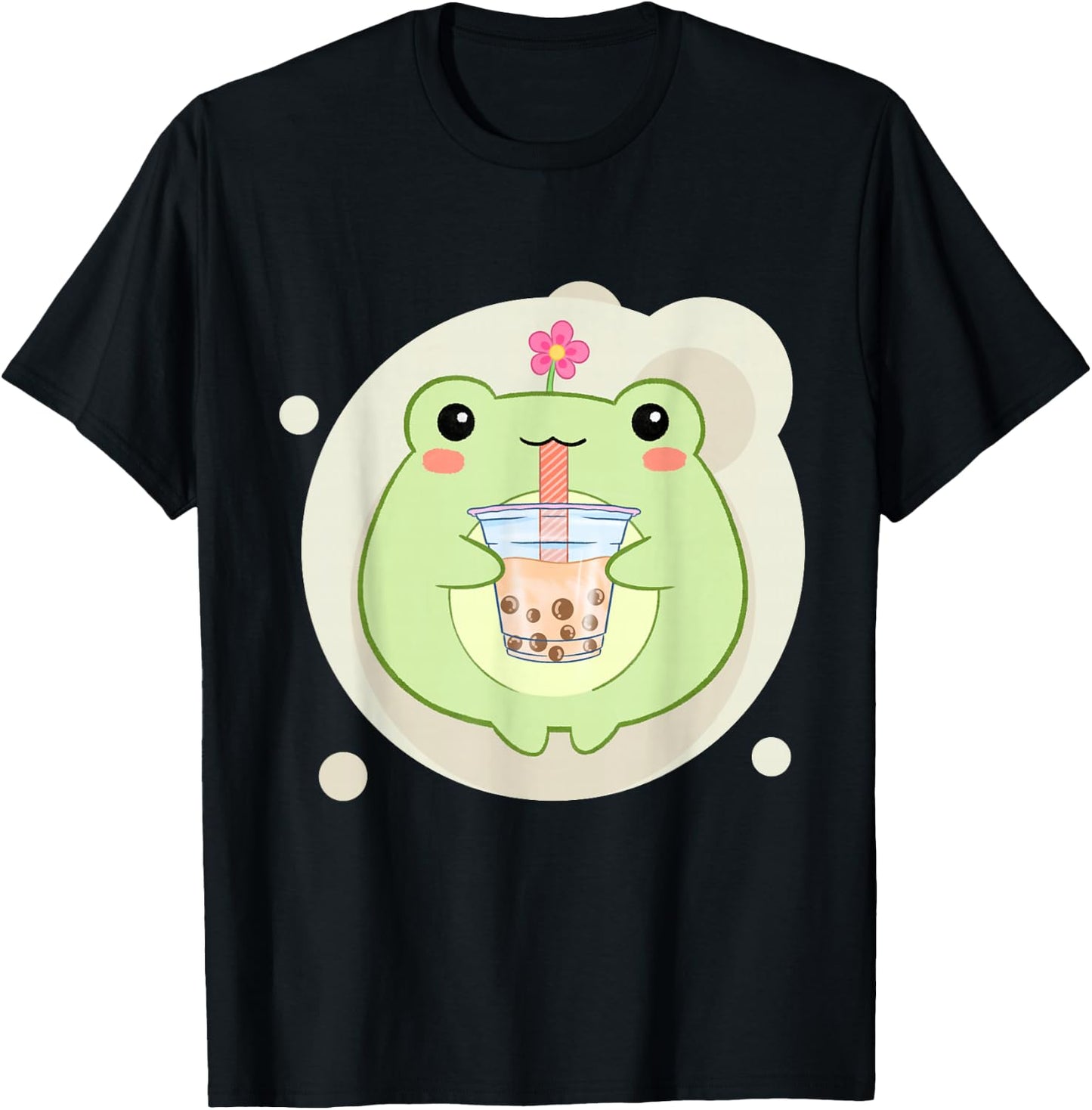 Cute Kawaii Frog Drinks Boba Bubble Tea Kawaii Aesthetic T-Shirt - T-Shirt | Black