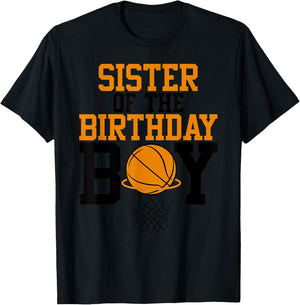Sister Of The Birthday Boy Basketball Family Birthday T-Shirt - T-Shirt | Black