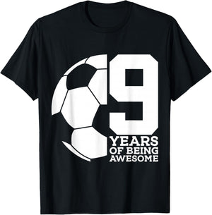 9 Years of Being Awesome Soccer 9th Birthday T-Shirt - T-Shirt | Black