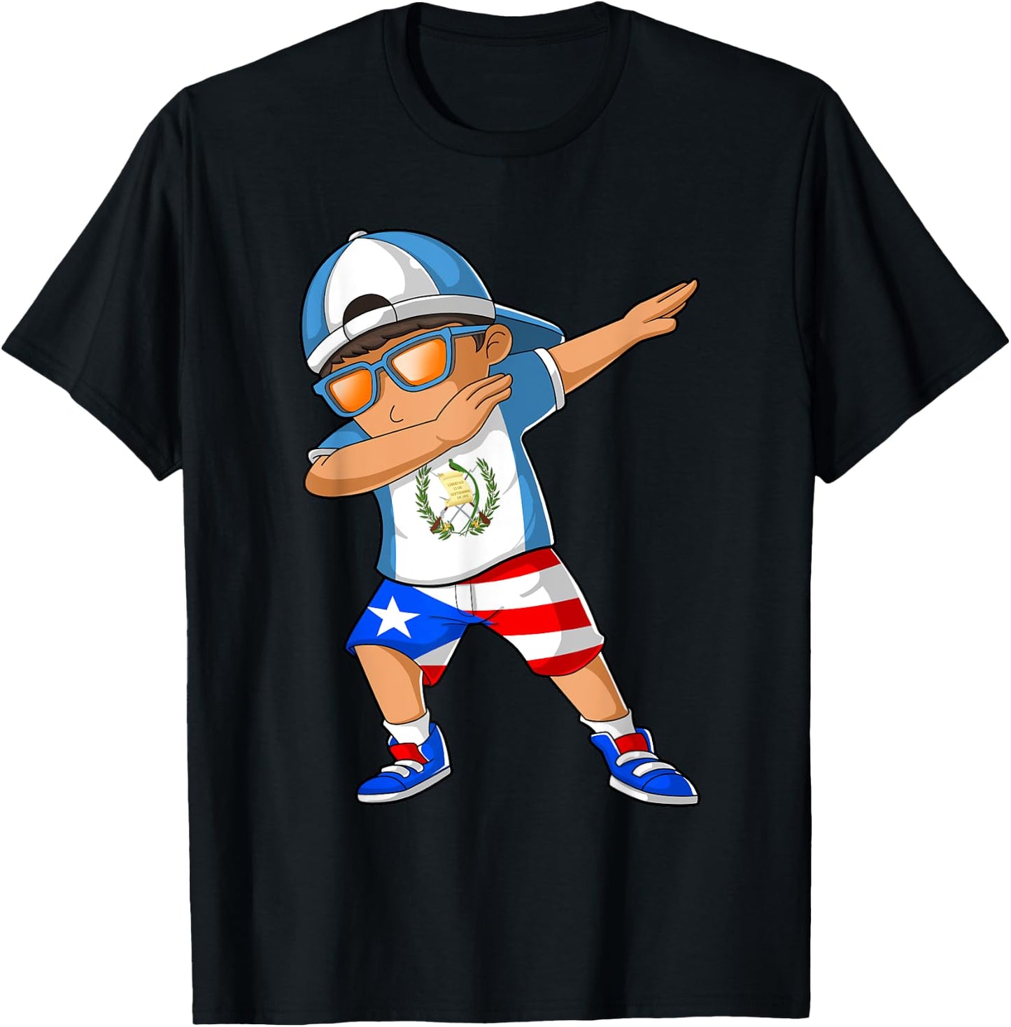 Half Guatemalan Half Puerto Rican Boy Guatemala Flag T-Shirt - T-Shirt | Black