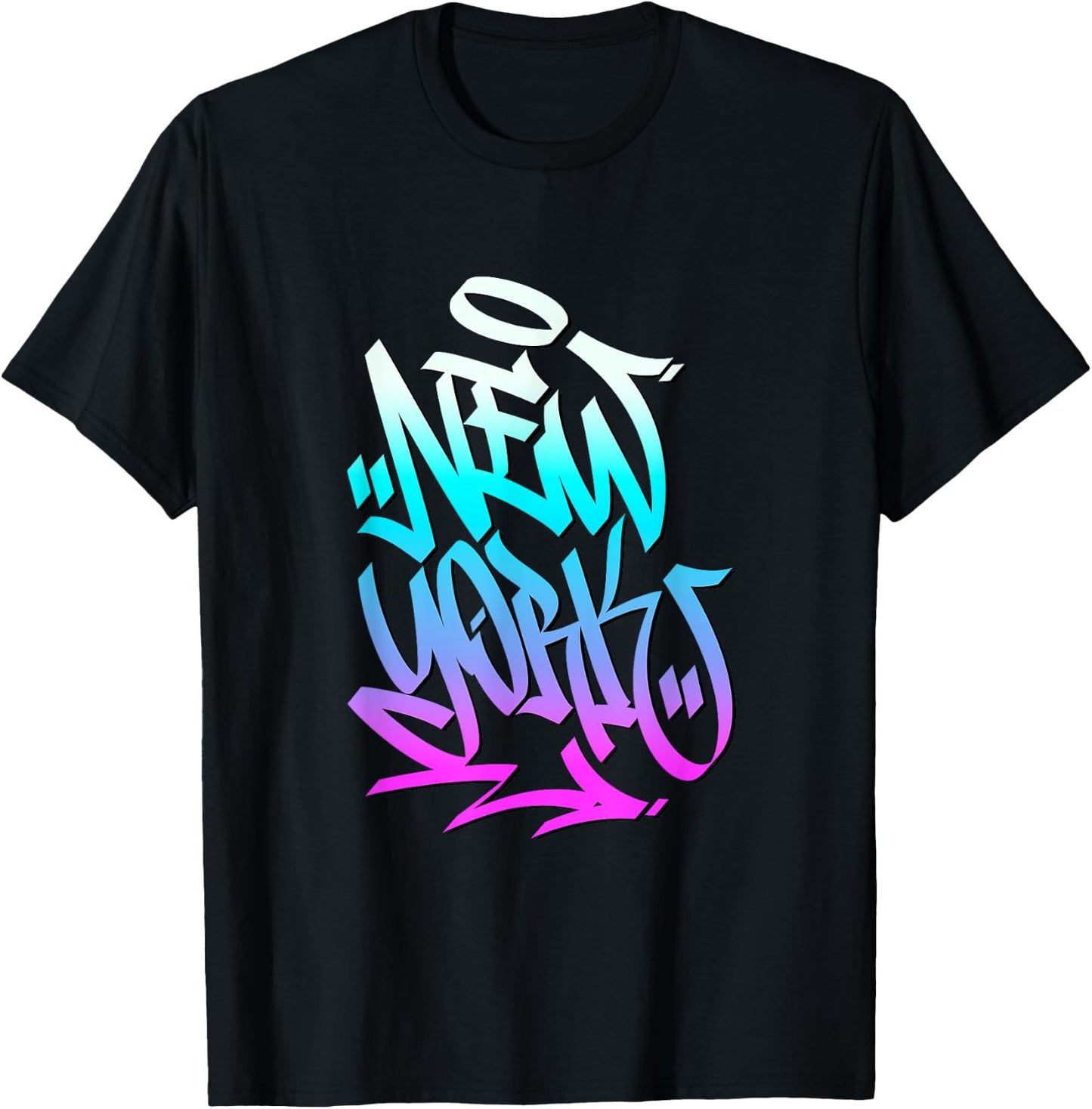 New York City Graffiti Art Style Illustration Graphic Design T-Shirt - T-Shirt | Black