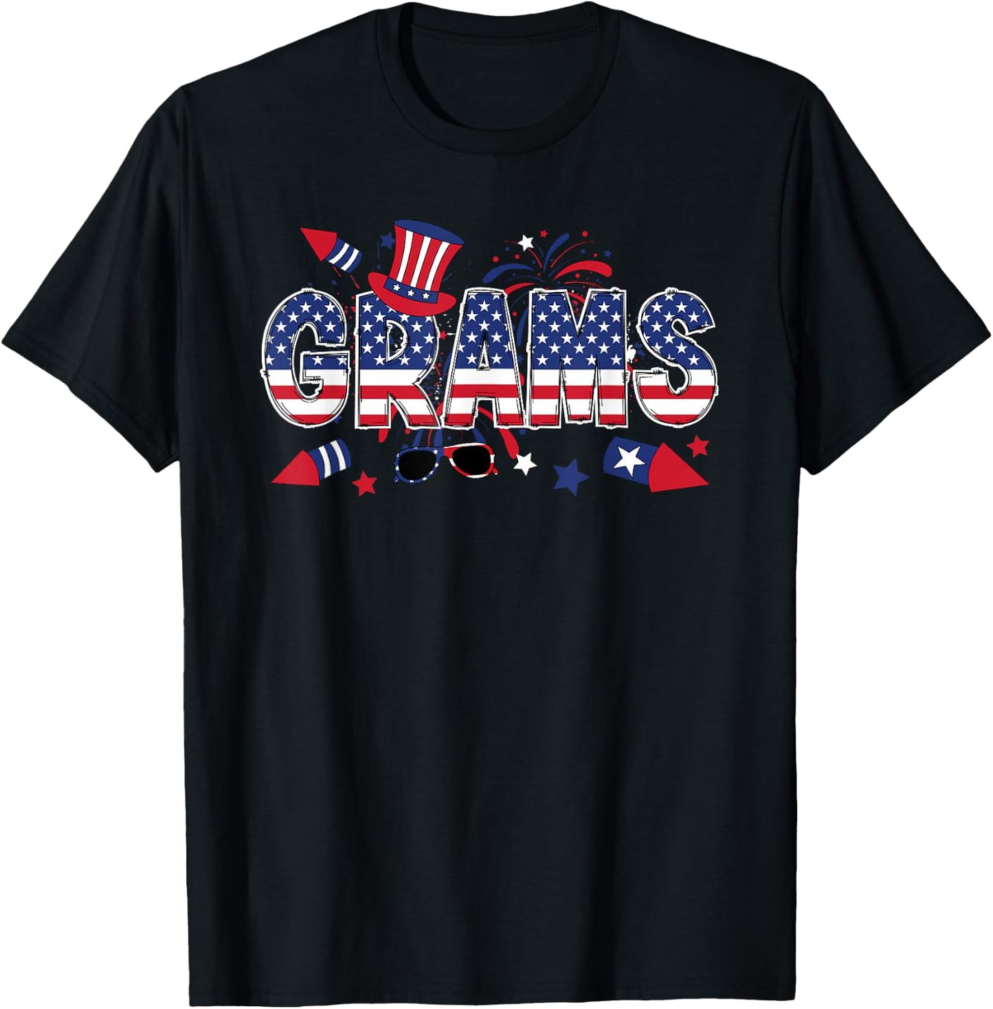4th Of July Grams Grandmother American Flag Grams Grandma Women Men T-Shirt - T-Shirt | Black