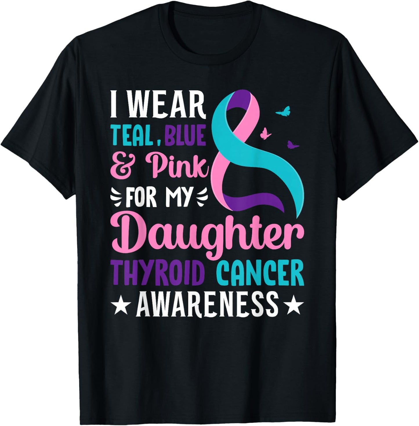 Thyroid Father/Mother of a Warrior Thyroid Cancer Awareness T-Shirt - T-Shirt | Black