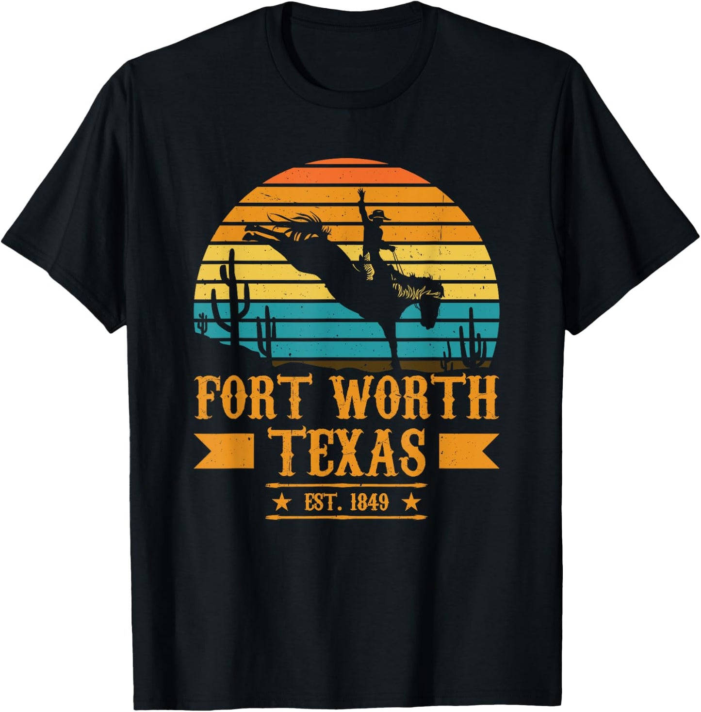 Fort Worth Texas Rodeo Rider Horse - Fort Worth Texas T-Shirt - T-Shirt | Black