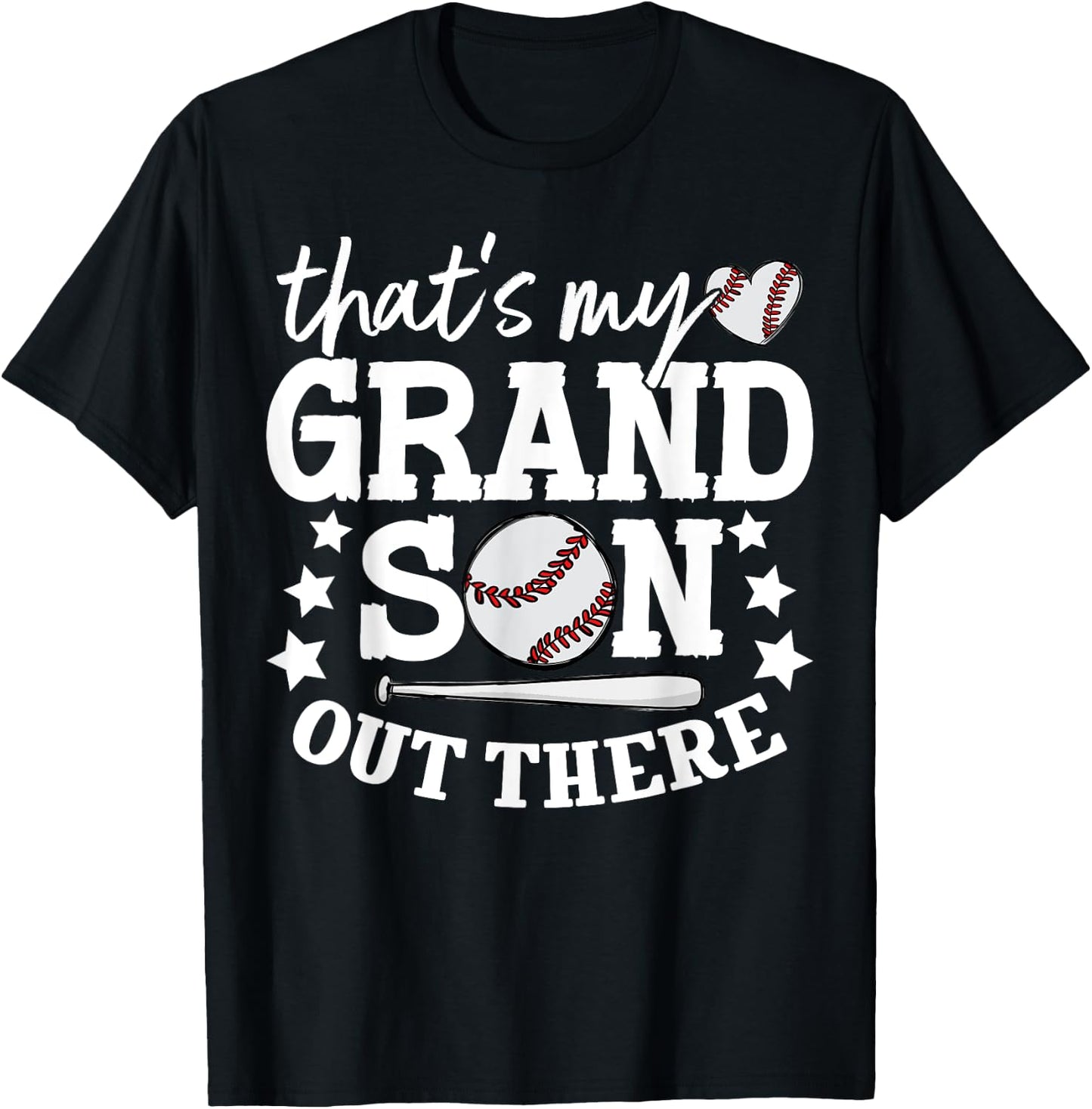 That's My Grandson Out There Women Baseball Grandma T-Ball T-Shirt - T-Shirt | Black
