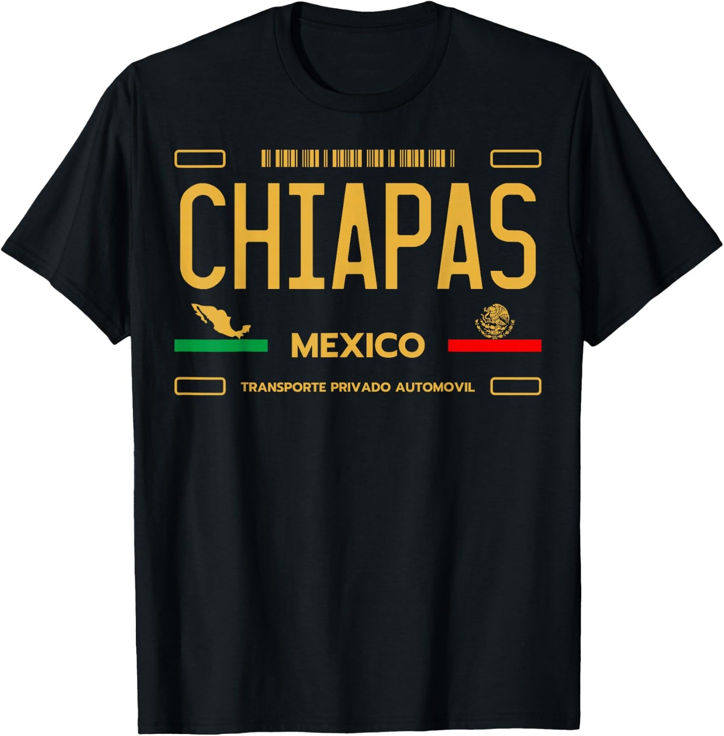 Chiapas License Plate Aesthetic, Mexico Chiapas T-Shirt - T-Shirt | Black