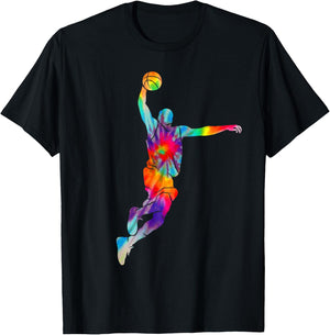 Basketball Player Tie Dye Vintage Bball Coach Fan T-Shirt - T-Shirt | Black