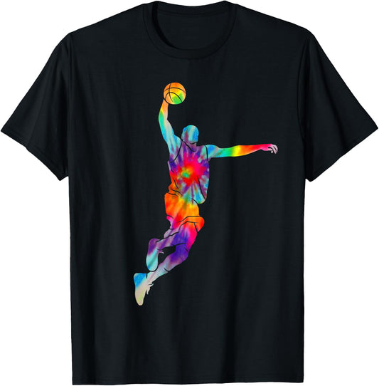Basketball Player Tie Dye Vintage Bball Coach Fan T-Shirt - T-Shirt | Black