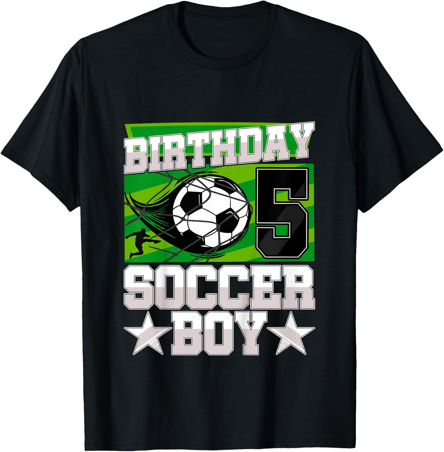 Soccer Birthday Party - 5th Birthday Boy 5 Years Old T-Shirt - T-Shirt | Black
