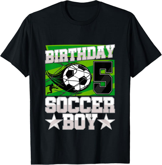 Soccer Birthday Party - 5th Birthday Boy 5 Years Old T-Shirt - T-Shirt | Black