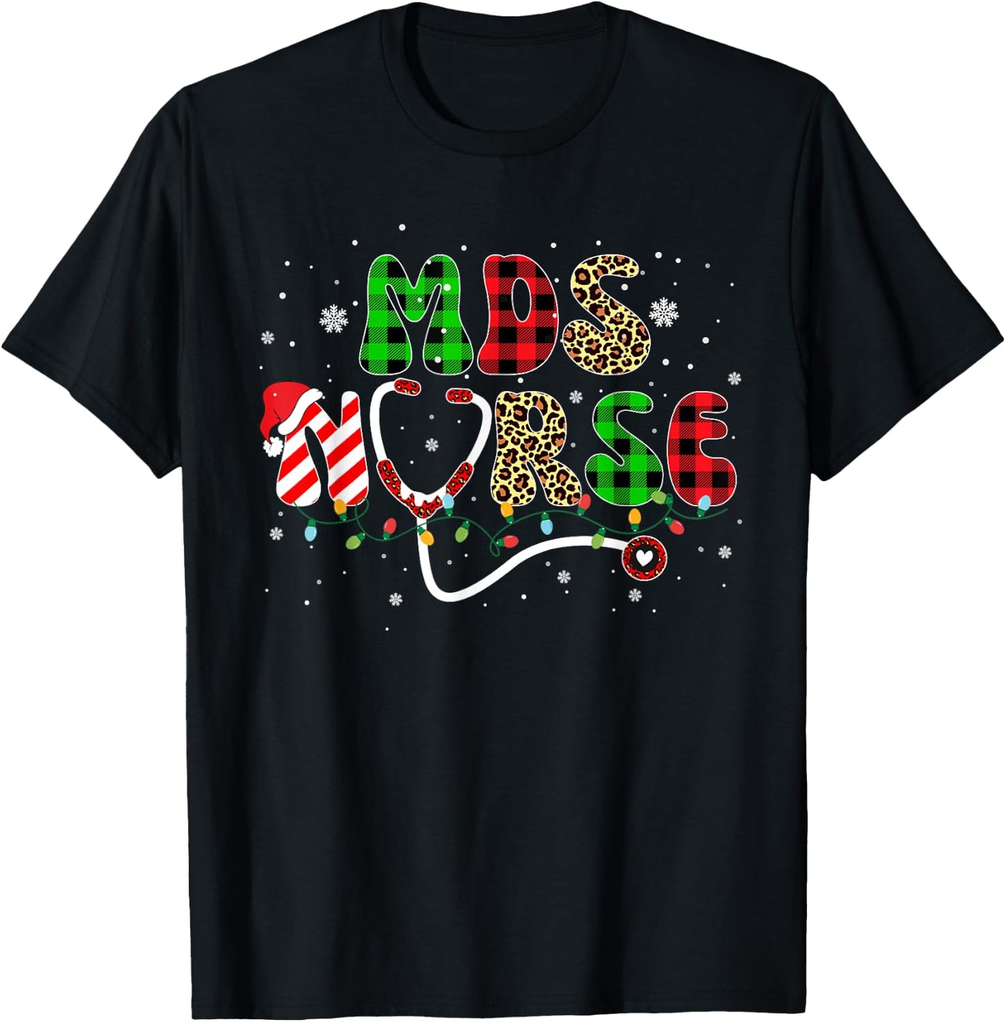 MDS Nurse Christmas Scrubs Tops Men T-Shirt - T-Shirt | Black