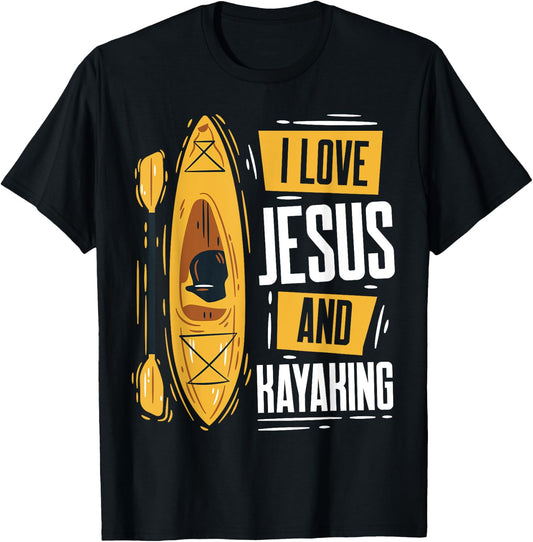 Kayaking Lover Christian Protestant Religion Faith Jesus T-Shirt - T-Shirt | Black