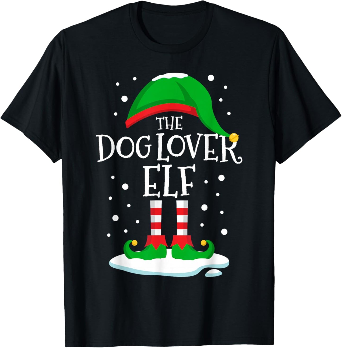 The Dog Lover Elf Christmas Family Matching Xmas Dog Mom Dad T-Shirt - T-Shirt | Black