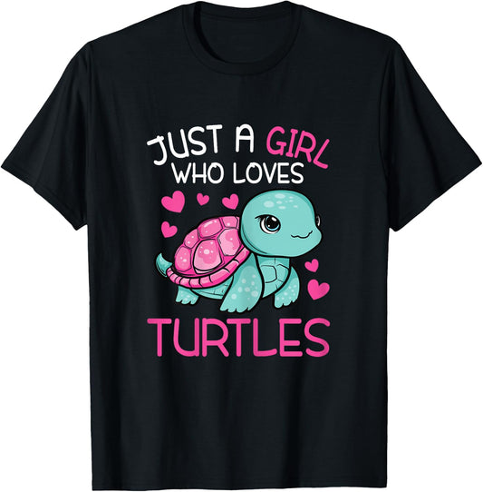 Just A Girl Who Loves Turtles Sea Turtle Lover Kids Toddlers T-Shirt - T-Shirt | Black