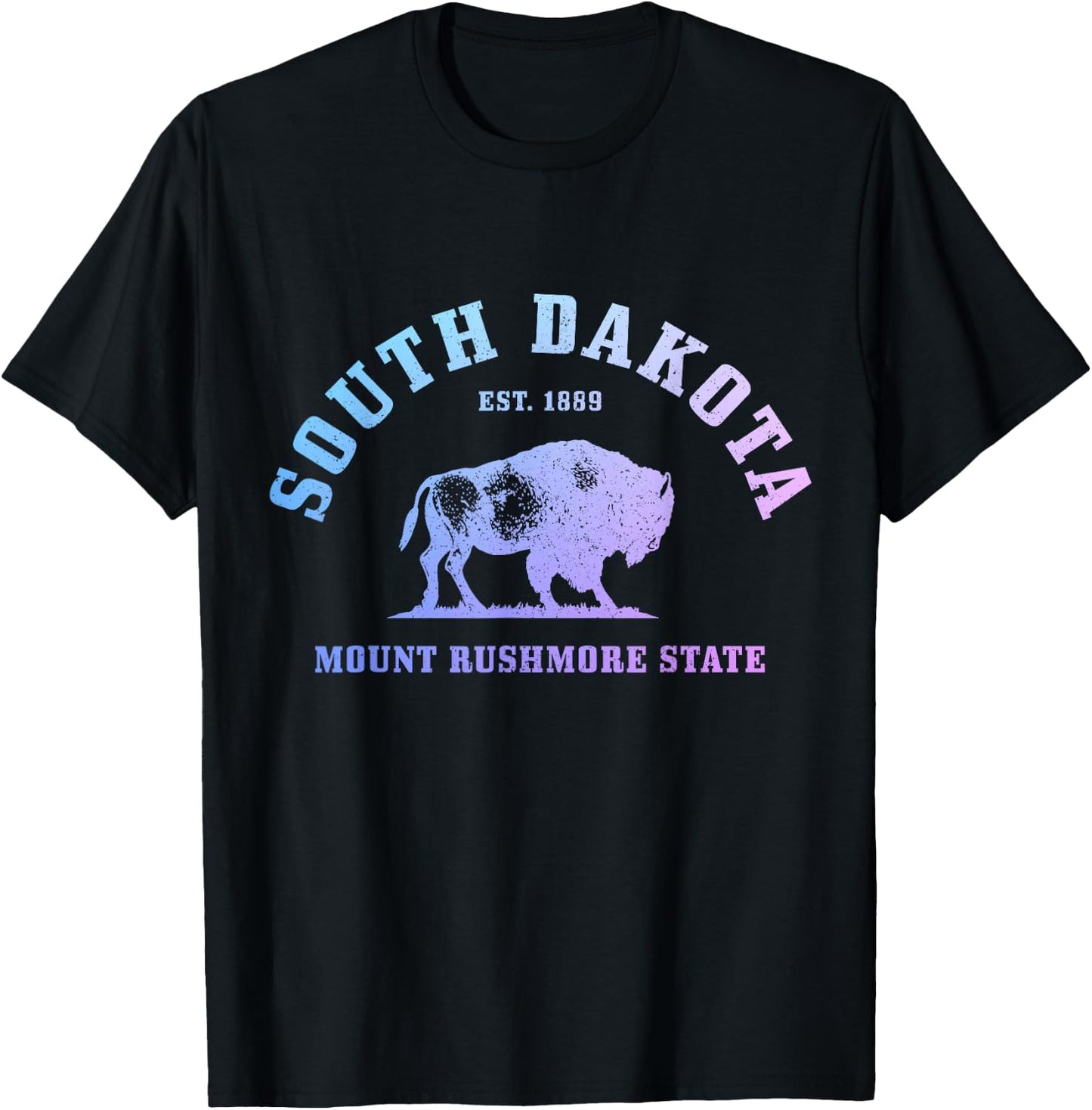South Dakota East 1889 Mount Rushmore State Bison Vintage T-Shirt - T-Shirt | Black