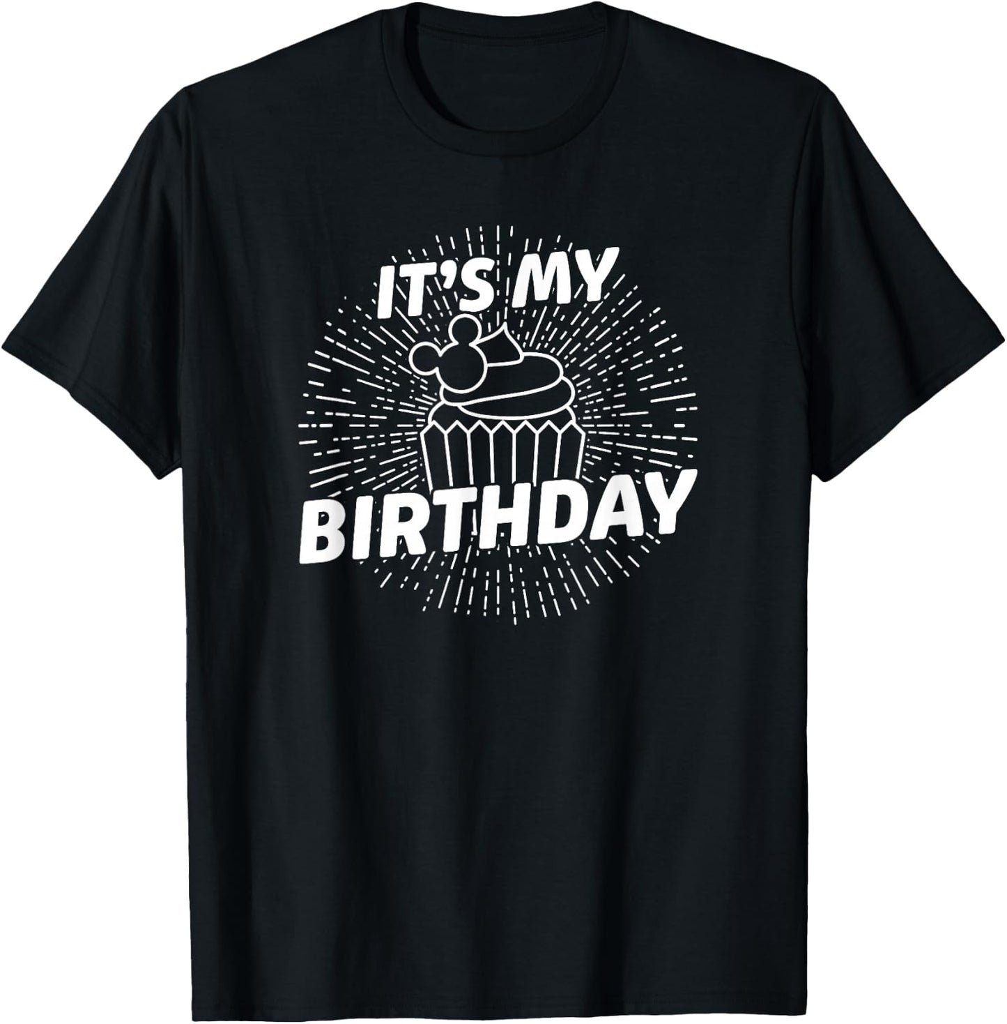 Disney Mickey Mouse It's My Birthday White Cupcake T-Shirt - T-Shirt | Black