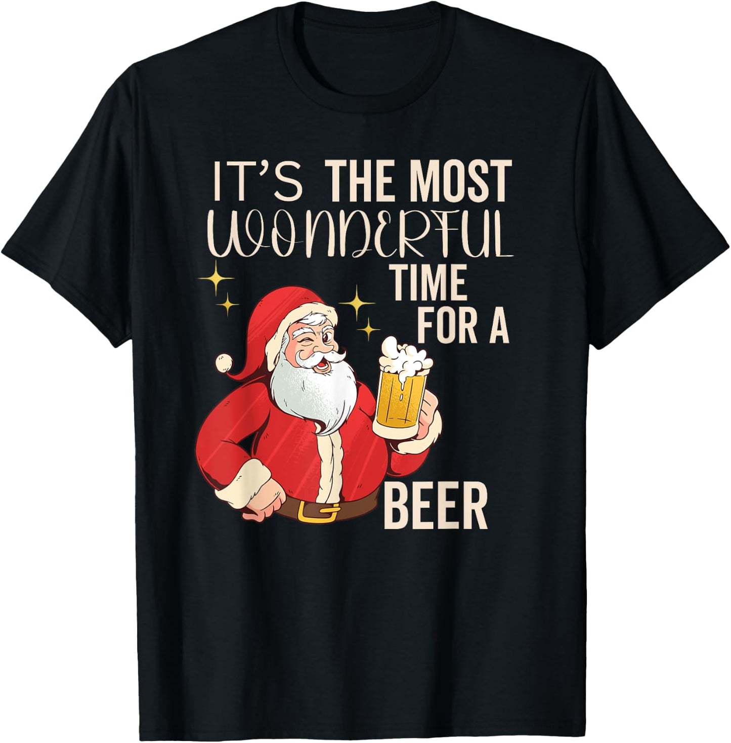 It's the Most Wonderful Time For a Beer Men's Beer Christmas T-Shirt - T-Shirt | Black