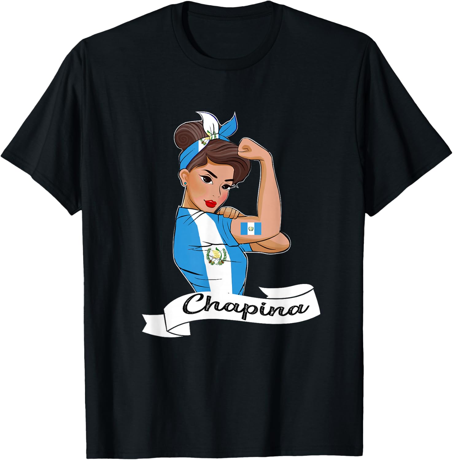 Guatemalan Flag Girl Guatemala Chapina Camiseta Slang Women T-Shirt - T-Shirt | Black