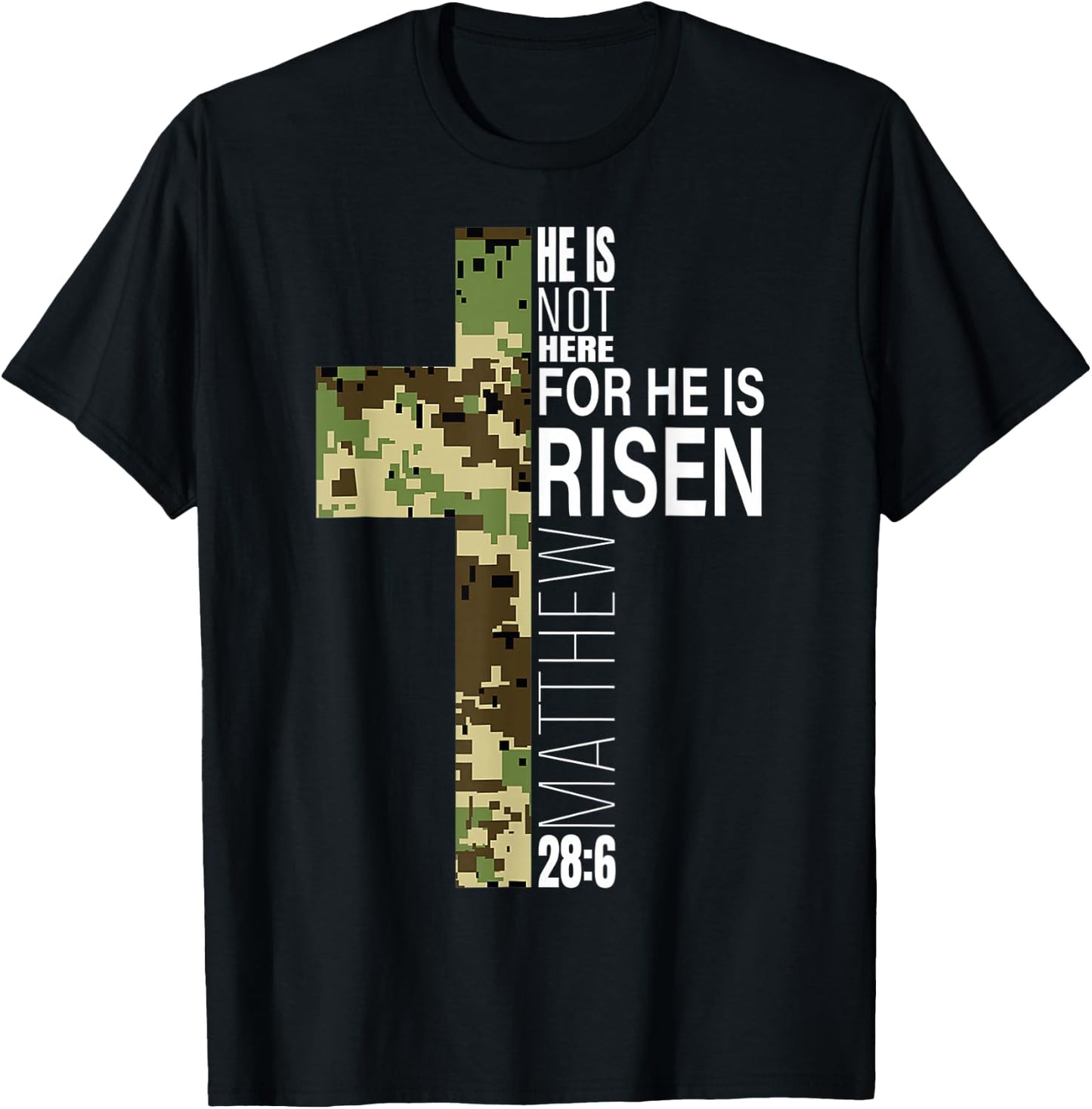 Cool He Is Risen Christian Easter Bible Verse Religious Camo T-Shirt - T-Shirt | Black