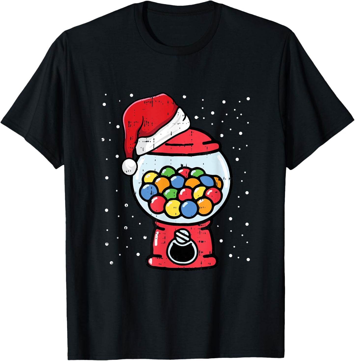 Gumball Machine Santa Hat Christmas Pajama X-mas Candy Gum T-Shirt - T-Shirt | Black