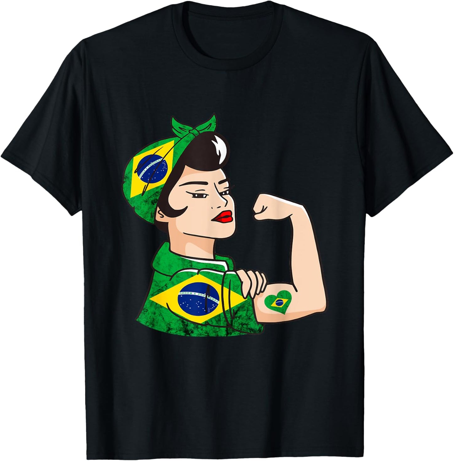 Strong Brazilian Woman Brazil Brazilian Roots Brazilian Flag T-Shirt - T-Shirt | Black