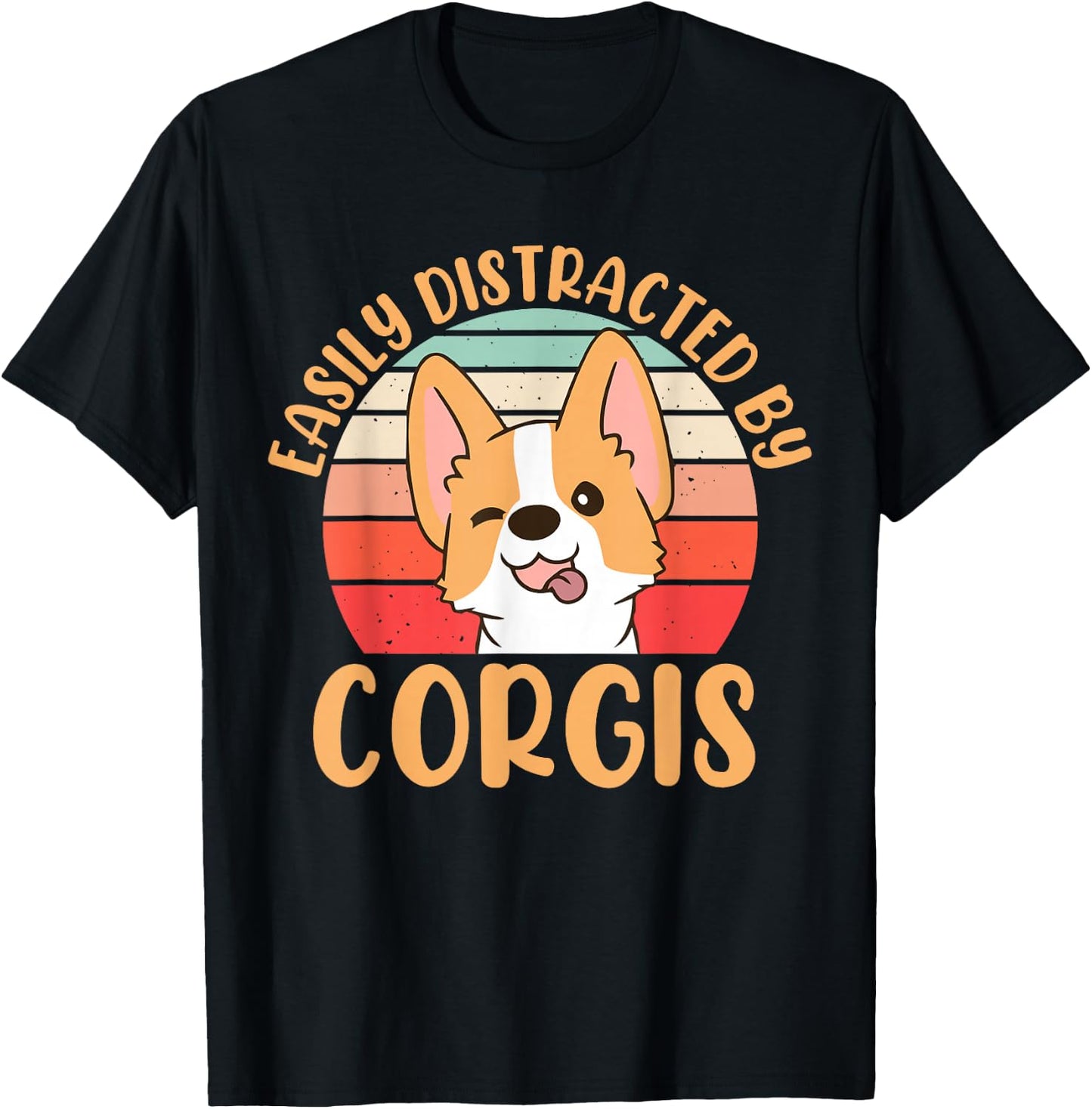 Easily Distracted By Corgis T-Shirt - T-Shirt | Black