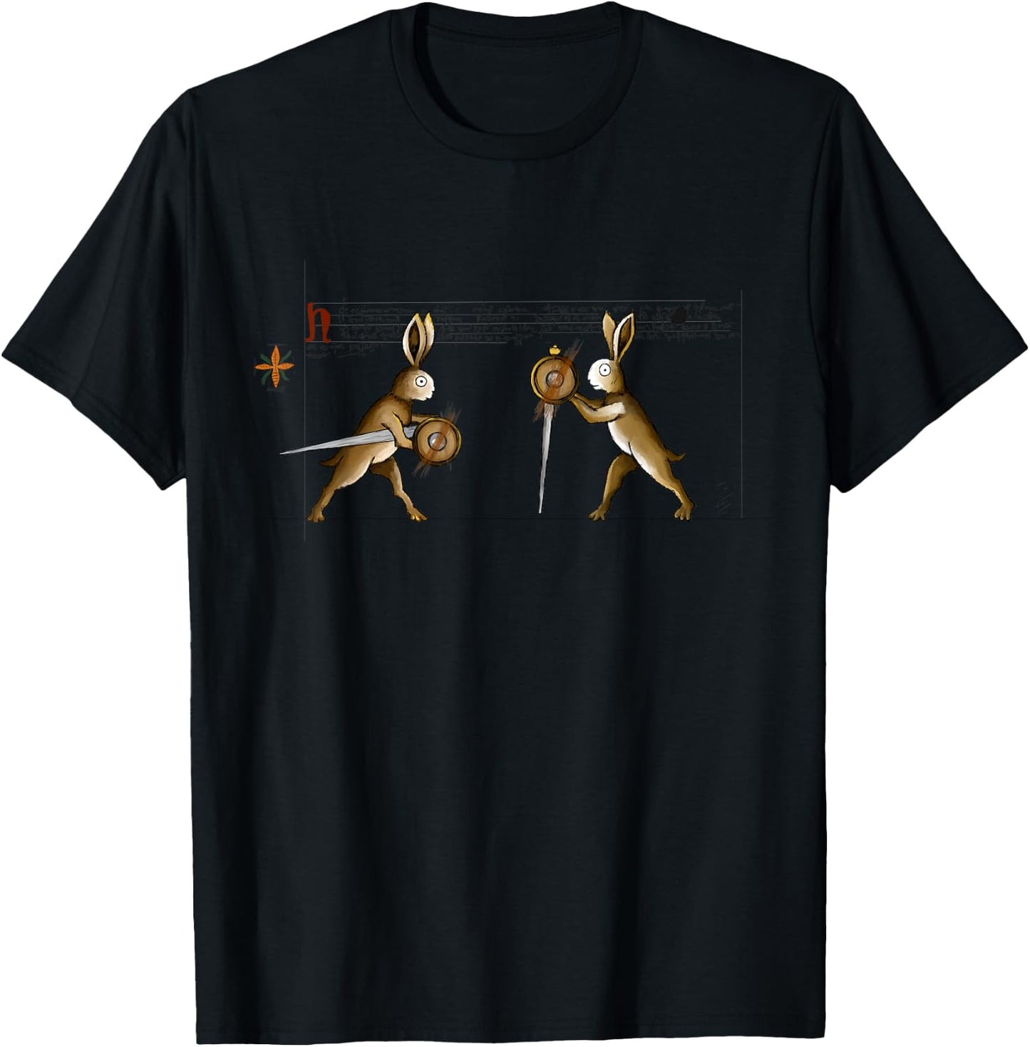 Blade and Swords Medieval Rabbit with Sword and Buckler T-Shirt - T-Shirt | Black