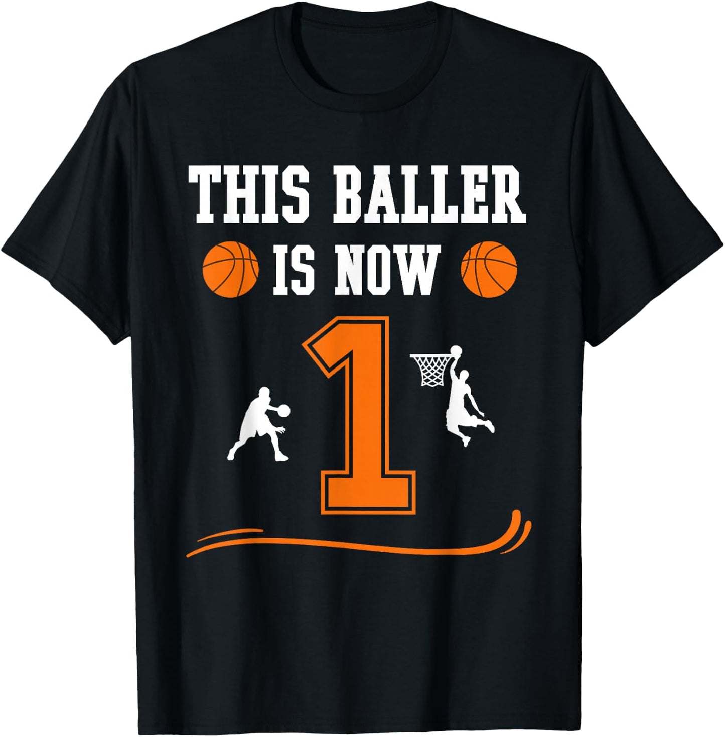 This Baller Is Now 1 Year Old 1st Birthday Basketball Lover T-Shirt - T-Shirt | Black