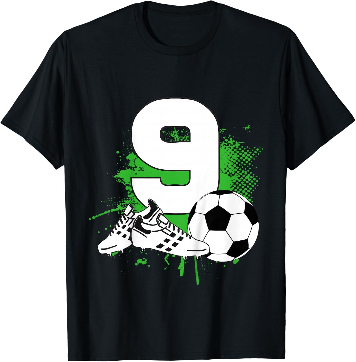 Kids 9th Birthday Boys 9 Years Soccer Football Player Birthday T-Shirt - T-Shirt | Black