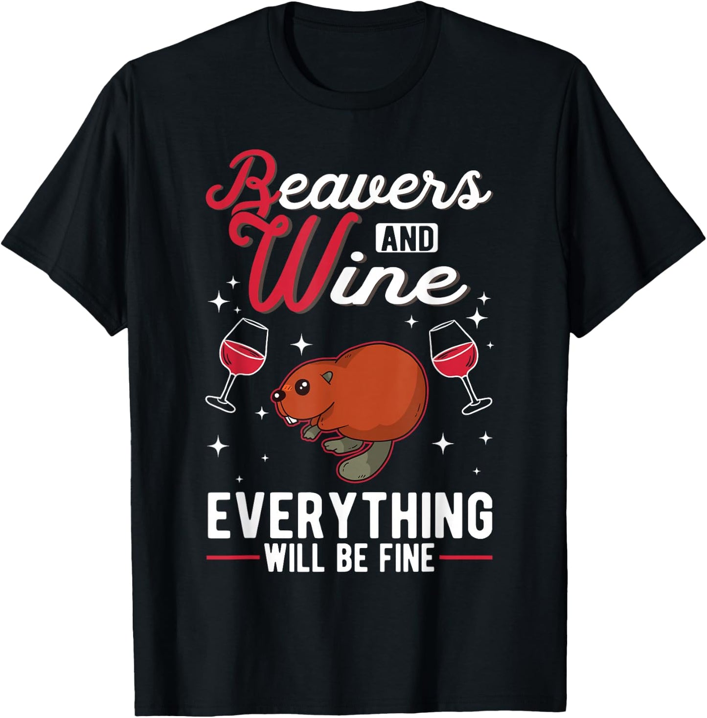 Beaver and wine beaver dam beaver T-Shirt - T-Shirt | Black