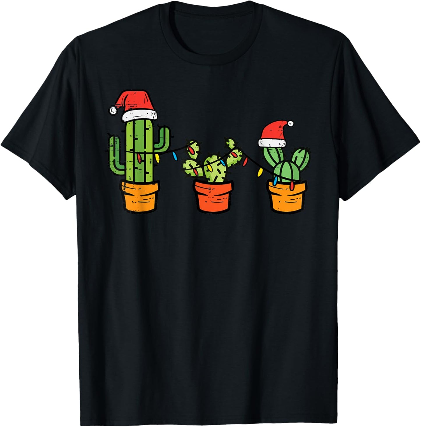 Christmas Cactus Cute Succulent Plant Xmas Men Women Kids T-Shirt - T-Shirt | Black