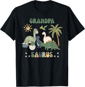 Grandpasaurus T Rex Dinosaur Grandpa Saurus Family Matching T-Shirt - T-Shirt | Black