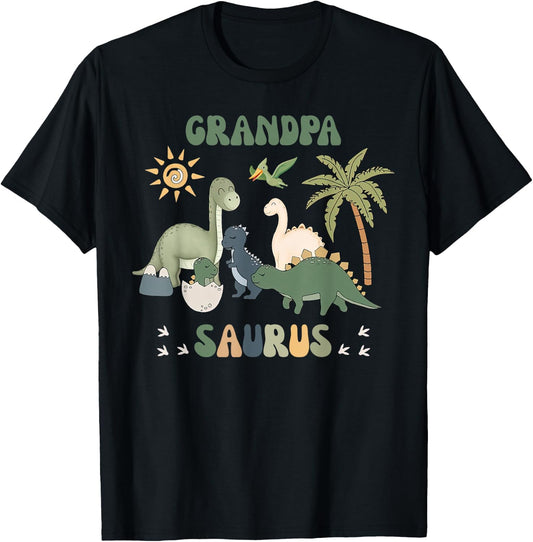 Grandpasaurus T Rex Dinosaur Grandpa Saurus Family Matching T-Shirt - T-Shirt | Black